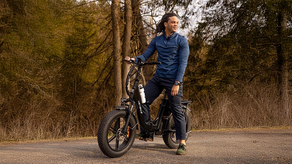 Heybike Ranger 2.0 Electric Bike for Adults - Fat Tire Folding Step-Thru Moped Style eBike with Front Suspension