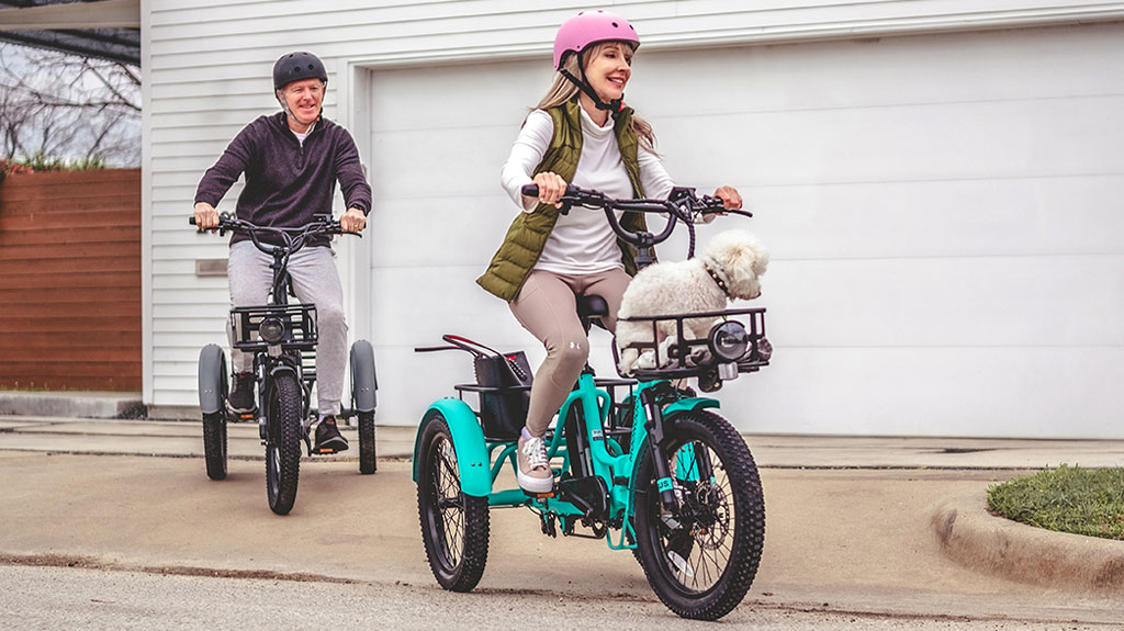 MOONCOOL Electric Tricycle for Adults - Folding Electric Trike - Aluminum Frame 3-Wheel Electric Bicycle with 2 Large Baskets
