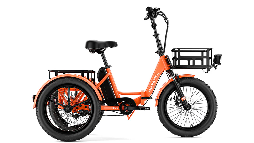 MOONCOOL Electric Tricycle for Adults - Folding Electric Trike - Aluminum Frame 3-Wheel Electric Bicycle with Large Baskets